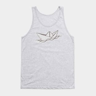 Simplicity, black &amp; white paper boat sailing, sailing, sailor Tank Top